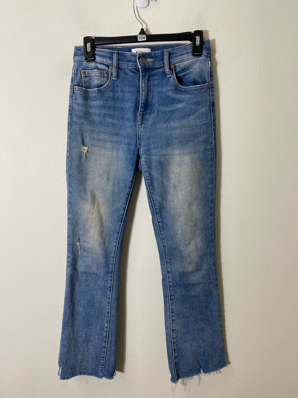Pistola Distressed Straight Leg Blue Jean Sz 25